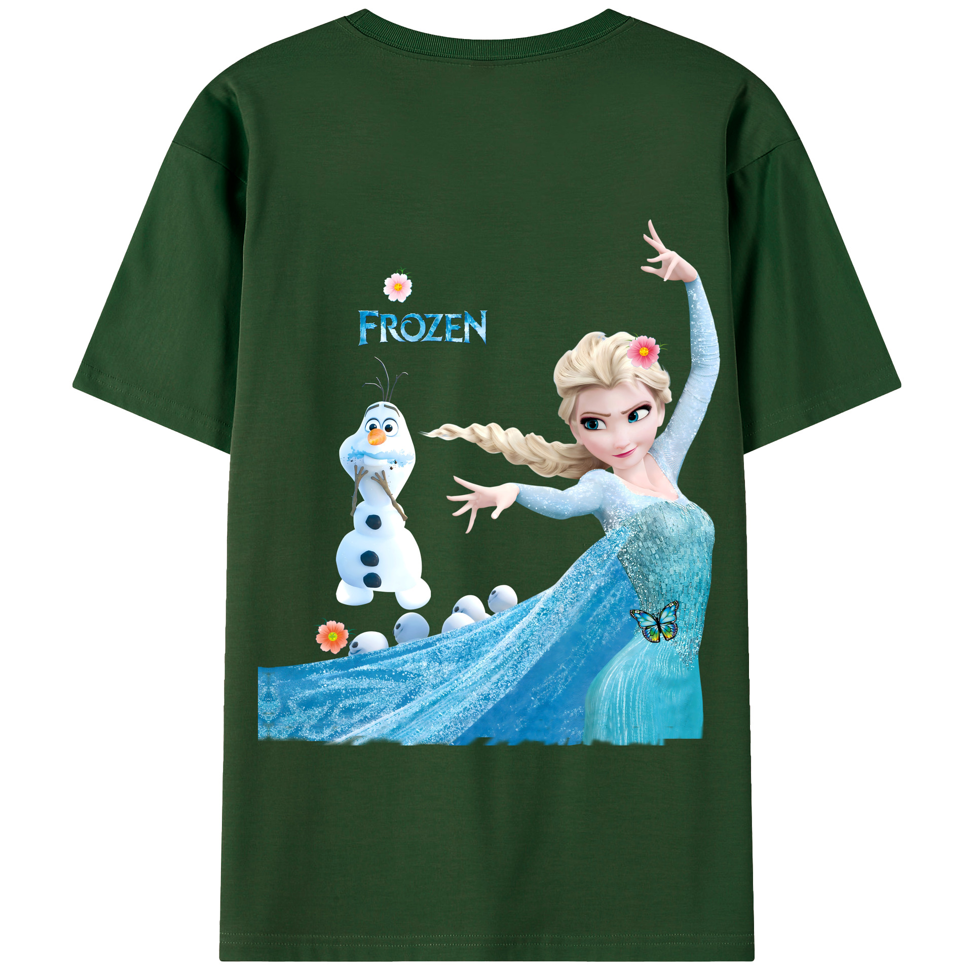 （画像用） アナと雪の女王 アンナ エルサ Frozen Anna Elsa 綿100％半袖Tシャツ（背面プリント）
